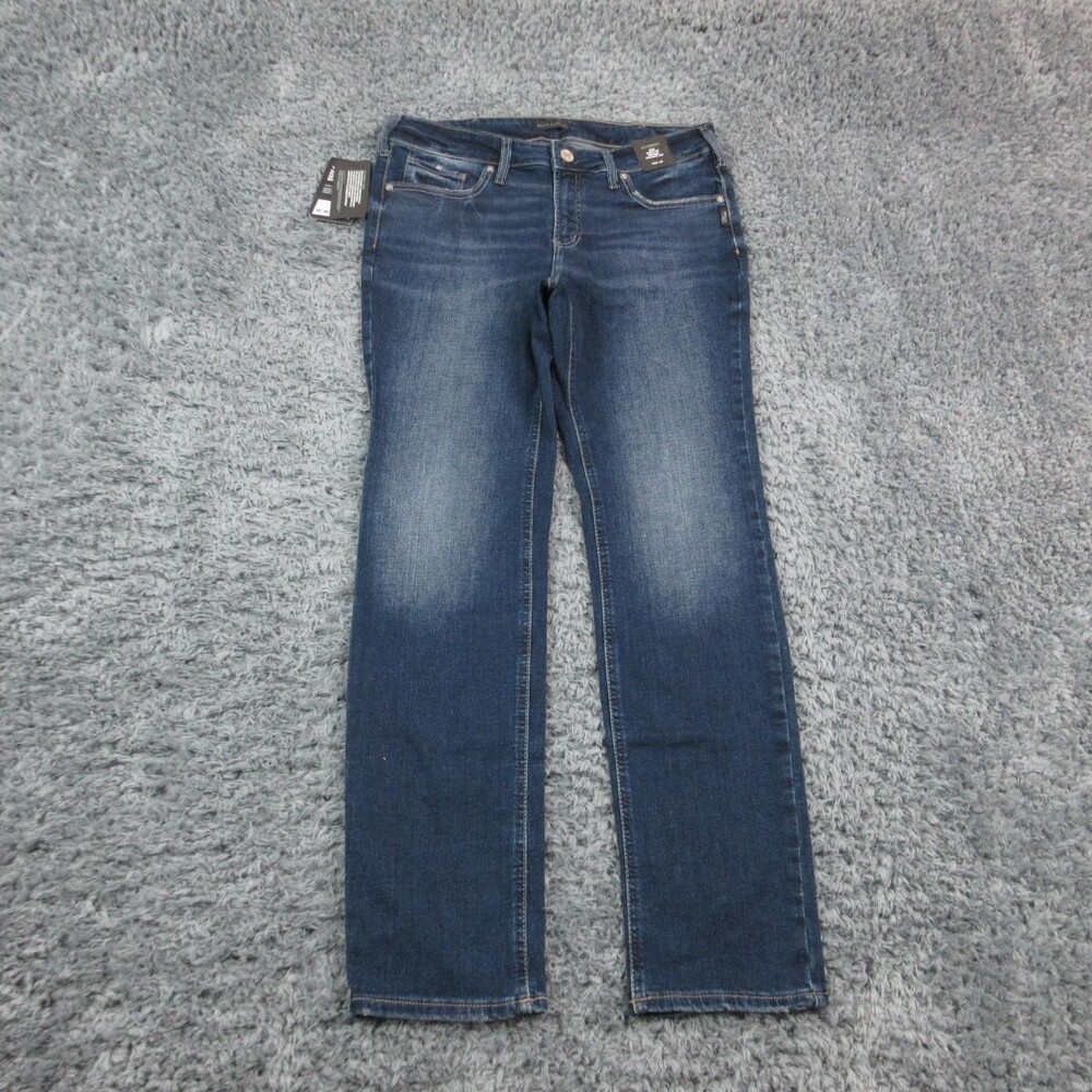 Silver Jeans Co Suki Straight Jeans Womens 32x31 Indigo Mid Rise 33x31 NWT